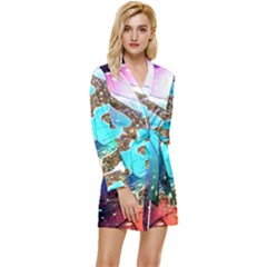 Browning Deer Glitter Galaxy Long Sleeve Satin Robe by artworkshop