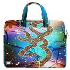 Browning Deer Glitter Galaxy Macbook Pro 16  Double Pocket Laptop Bag  by artworkshop