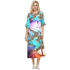 Browning Deer Glitter Galaxy Double Cuff Midi Dress by artworkshop