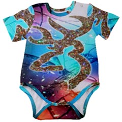 Browning Deer Glitter Galaxy Baby Short Sleeve Onesie Bodysuit