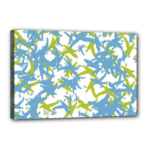 Birds Silhouette Motif Random Pattern Canvas 18  X 12  (stretched) by dflcprintsclothing