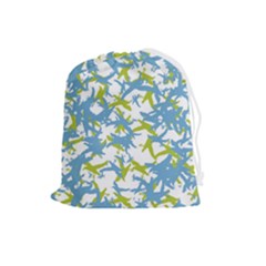 Birds Silhouette Motif Random Pattern Drawstring Pouch (large) by dflcprintsclothing