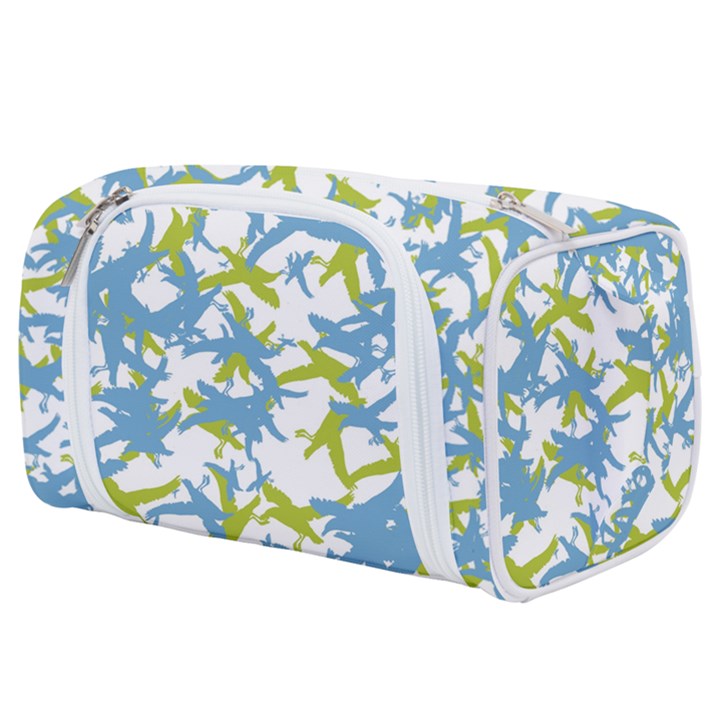 Birds Silhouette Motif Random Pattern Toiletries Pouch