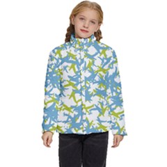 Birds Silhouette Motif Random Pattern Kids  Puffer Bubble Jacket Coat by dflcprintsclothing