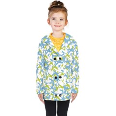 Birds Silhouette Motif Random Pattern Kids  Double Breasted Button Coat by dflcprintsclothing