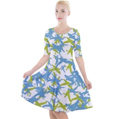 Birds Silhouette Motif Random Pattern Quarter Sleeve A-line Dress by dflcprintsclothing