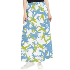 Birds Silhouette Motif Random Pattern Maxi Chiffon Skirt by dflcprintsclothing