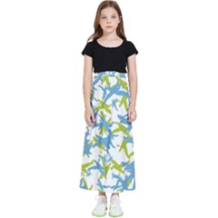 Birds Silhouette Motif Random Pattern Kids  Flared Maxi Skirt by dflcprintsclothing