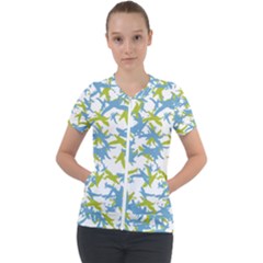 Birds Silhouette Motif Random Pattern Short Sleeve Zip Up Jacket by dflcprintsclothing