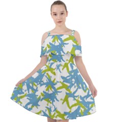 Birds Silhouette Motif Random Pattern Cut Out Shoulders Chiffon Dress by dflcprintsclothing