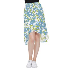 Birds Silhouette Motif Random Pattern Frill Hi Low Chiffon Skirt by dflcprintsclothing