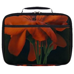 Red Geranium Over Black Background Full Print Lunch Bag