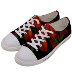 Red Geranium Over Black Background Men s Low Top Canvas Sneakers by dflcprintsclothing