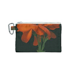 Red Geranium Over Black Background Canvas Cosmetic Bag (small)