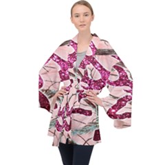 Browning Deer Glitter Long Sleeve Velvet Kimono  by artworkshop