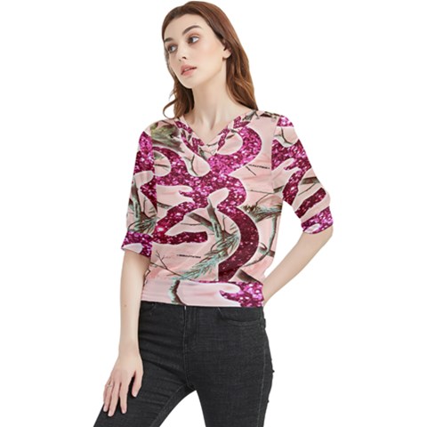 Browning Deer Glitter Quarter Sleeve Blouse by artworkshop