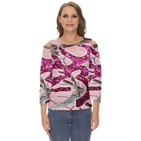 Browning Deer Glitter Cut Out Wide Sleeve Top by artworkshop