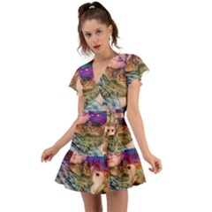 Bubbles Trailer Park Boys Flutter Sleeve Wrap Dress