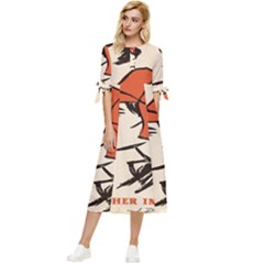 Catcher In The Rye Bow Sleeve Chiffon Midi Dress by artworkshop