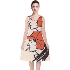 Catcher In The Rye V-neck Midi Sleeveless Dress  by artworkshop