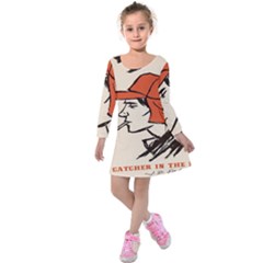 Catcher In The Rye Kids  Long Sleeve Velvet Dress by artworkshop