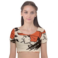 Catcher In The Rye Velvet Short Sleeve Crop Top  by artworkshop