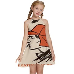 Catcher In The Rye Kids  Halter Collar Waist Tie Chiffon Dress by artworkshop