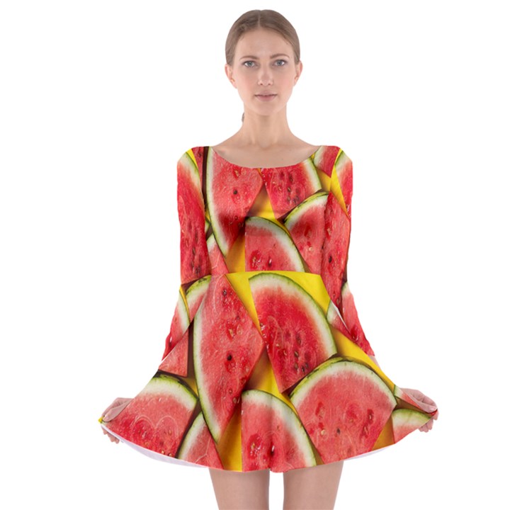 Watermelon Long Sleeve Skater Dress