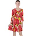 Watermelon Quarter Sleeve Ruffle Waist Dress View1