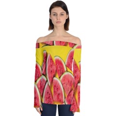 Watermelon Off Shoulder Long Sleeve Top by artworkshop