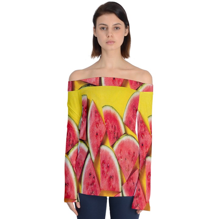 Watermelon Off Shoulder Long Sleeve Top