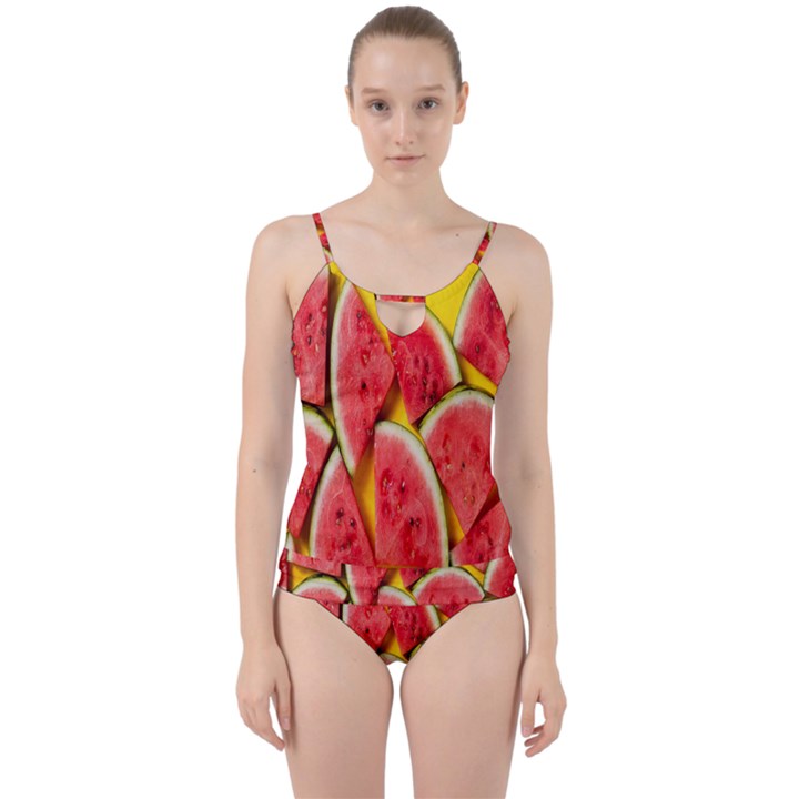 Watermelon Cut Out Top Tankini Set