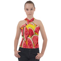 Watermelon Cross Neck Velour Top by artworkshop