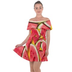 Watermelon Off Shoulder Velour Dress