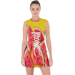 Watermelon Lace Up Front Bodycon Dress by artworkshop