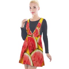 Watermelon Plunge Pinafore Velour Dress by artworkshop