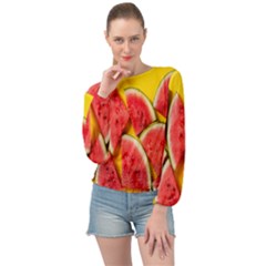 Watermelon Banded Bottom Chiffon Top by artworkshop