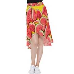 Watermelon Frill Hi Low Chiffon Skirt by artworkshop