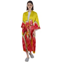 Watermelon Maxi Satin Kimono by artworkshop