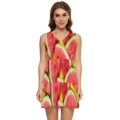 Watermelon Tiered Sleeveless Mini Dress by artworkshop