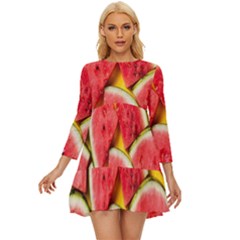 Watermelon Long Sleeve Babydoll Dress by artworkshop