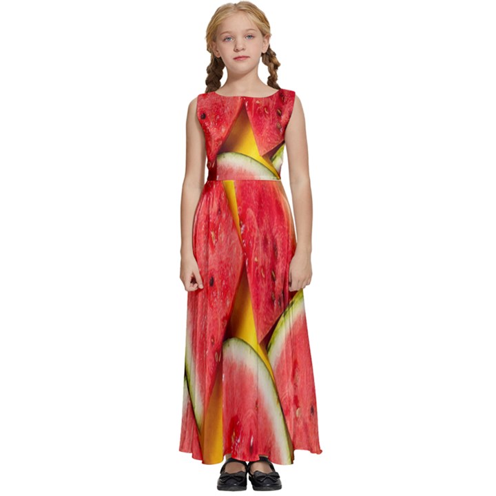 Watermelon Kids  Satin Sleeveless Maxi Dress