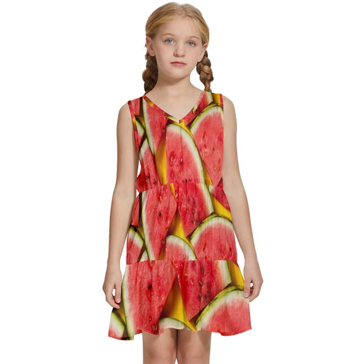 Watermelon Kids  Sleeveless Tiered Mini Dress