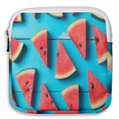 Watermelon Blue Background Mini Square Pouch by artworkshop