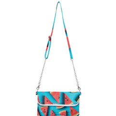 Watermelon Blue Background Mini Crossbody Handbag by artworkshop