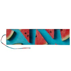 Watermelon Blue Background Roll Up Canvas Pencil Holder (l) by artworkshop