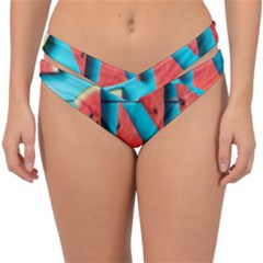 Watermelon Blue Background Double Strap Halter Bikini Bottom by artworkshop