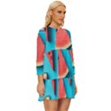 Watermelon Blue Background Long Sleeve Babydoll Dress View3