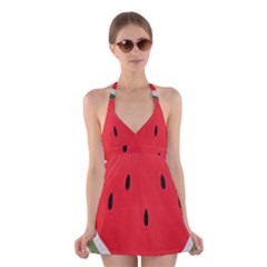 Watermelon Pillow Fluffy Halter Dress Swimsuit  by artworkshop