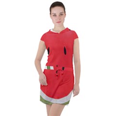 Watermelon Pillow Fluffy Drawstring Hooded Dress by artworkshop